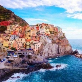 Manarola in Cinque Terre, Italy panorama at sunset
