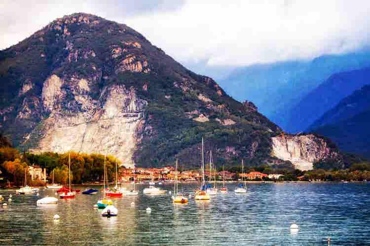 Sailboats on Lake Maggiore in Italy