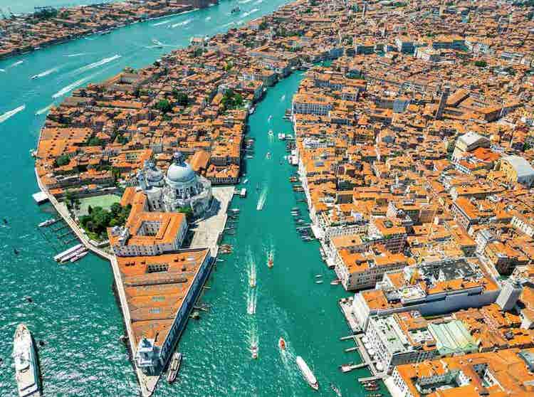 Aerial drone view of Venice, Italy
