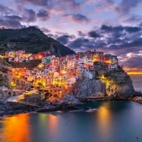 Manarola, La Spezia, Italy coastal view in Cinque Terre
