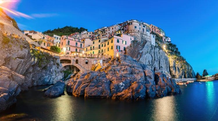 Manarola in Cinque Terre, Italy panorama at night