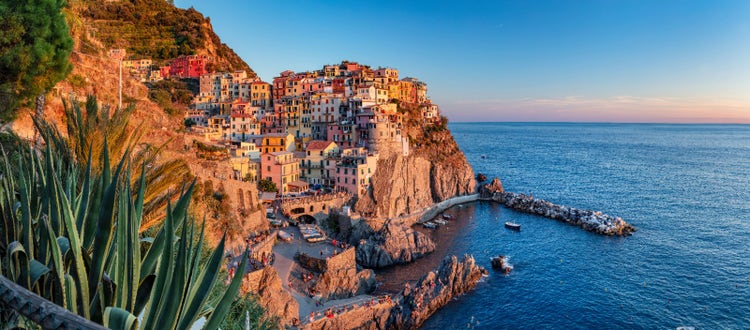 Manarola in Cinque Terre, Italy panorama at sunset