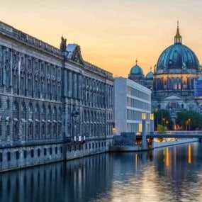 The river Spree in Berlin after sunset