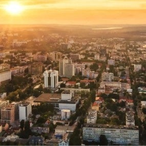 Aerial drone view of Chisinau, Moldova