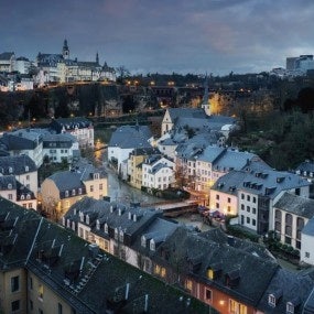Luxembourg city skyline at night - Luxembourg City, Luxembourg