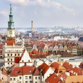 Aerial view of the Poznan Old Town, Poland