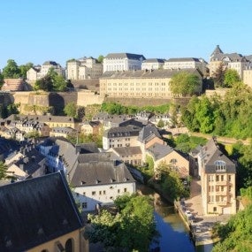 Luxembourg City, Luxembourg. Alzette River, View Of The Grund