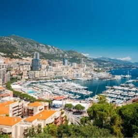 Monaco, Monte Carlo Cityscape. Real Estate Architecture On Mount